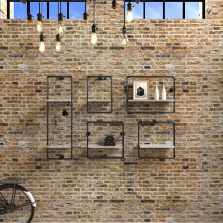 Étagère murale industrielle rectangulaire multiple de petite taille - Étagère murale rectangulaire multiple en tubes industriels
